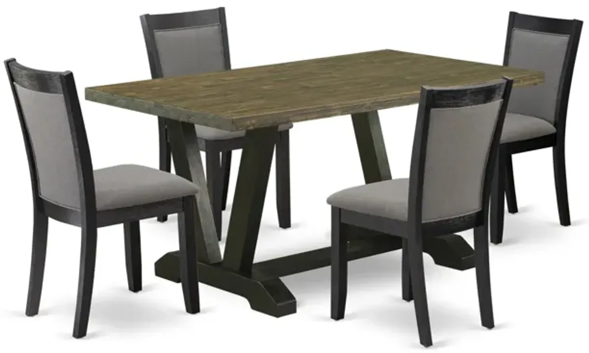 East West Furniture V676MZ650-5 5Pc Dining Set - Rectangular Table and 4 Parson Chairs - Multi-Color Color