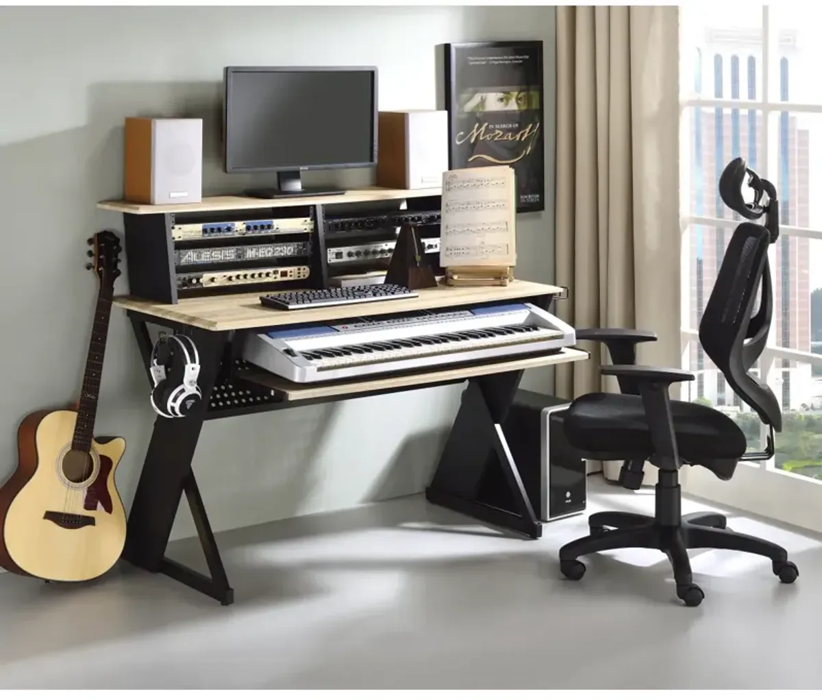 Annette Music Desk, Natural & Black Finish OF00992