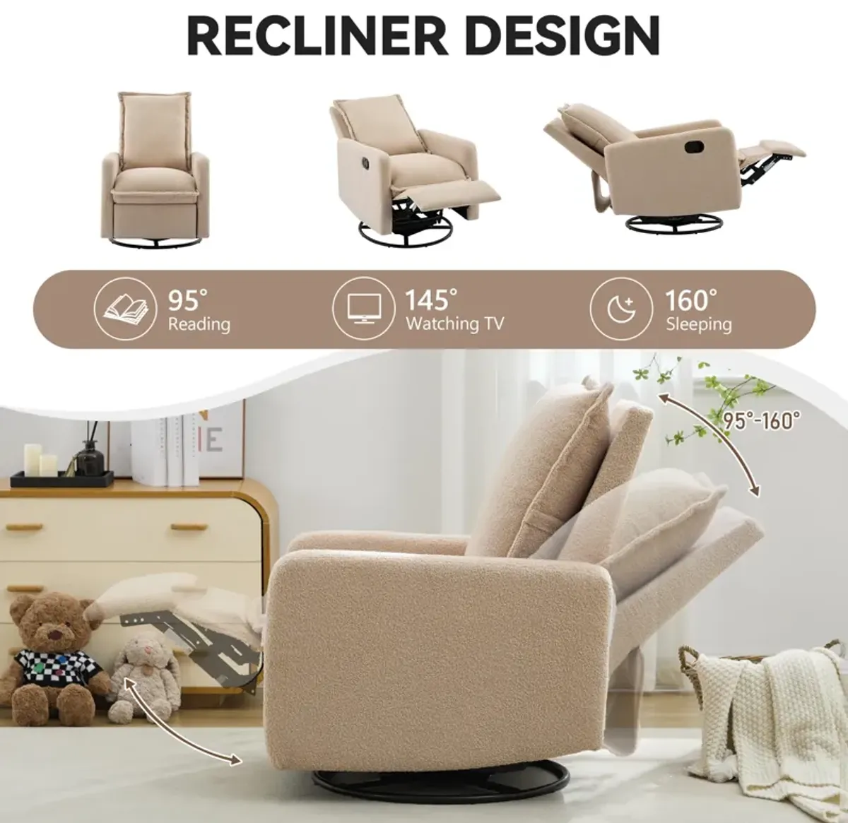 Merax Swivel Rocker Manual Recliner Chair