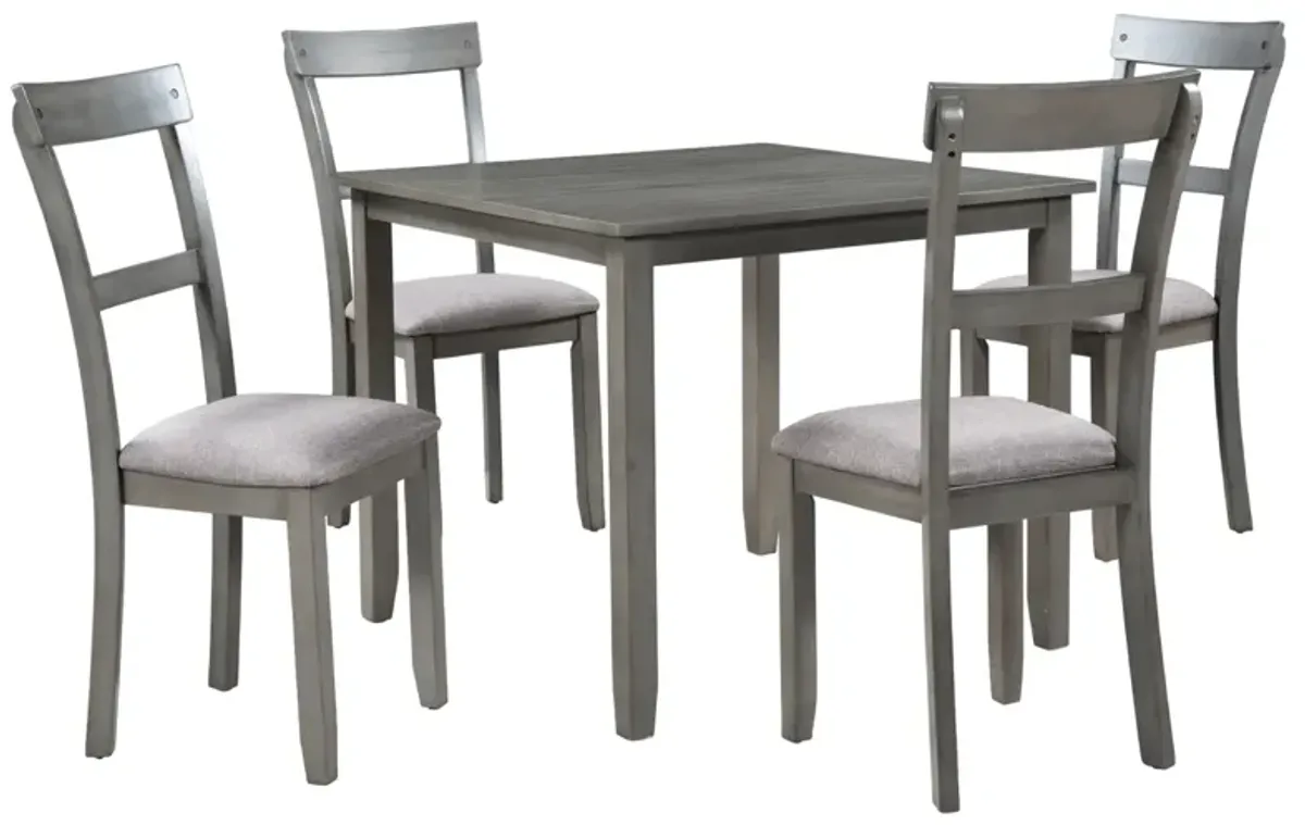 5 Piece Dining Table Set Industrial Wooden Kitchen Table and 4 Chairs for Dining Room