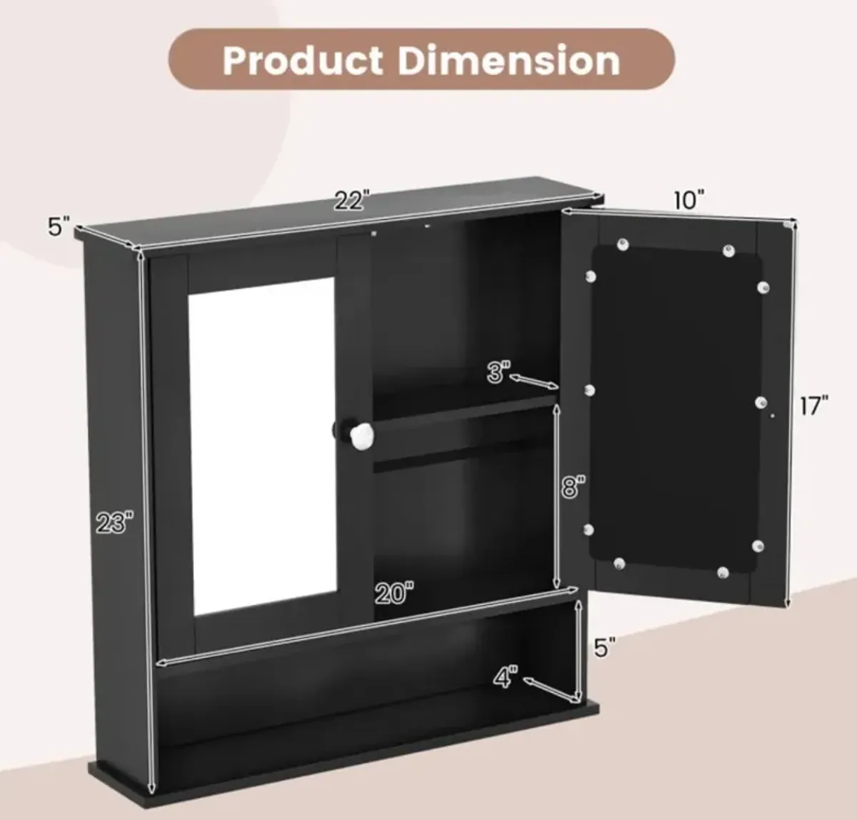 Bathroom Wall Mount Mirror Cabinet Organizer