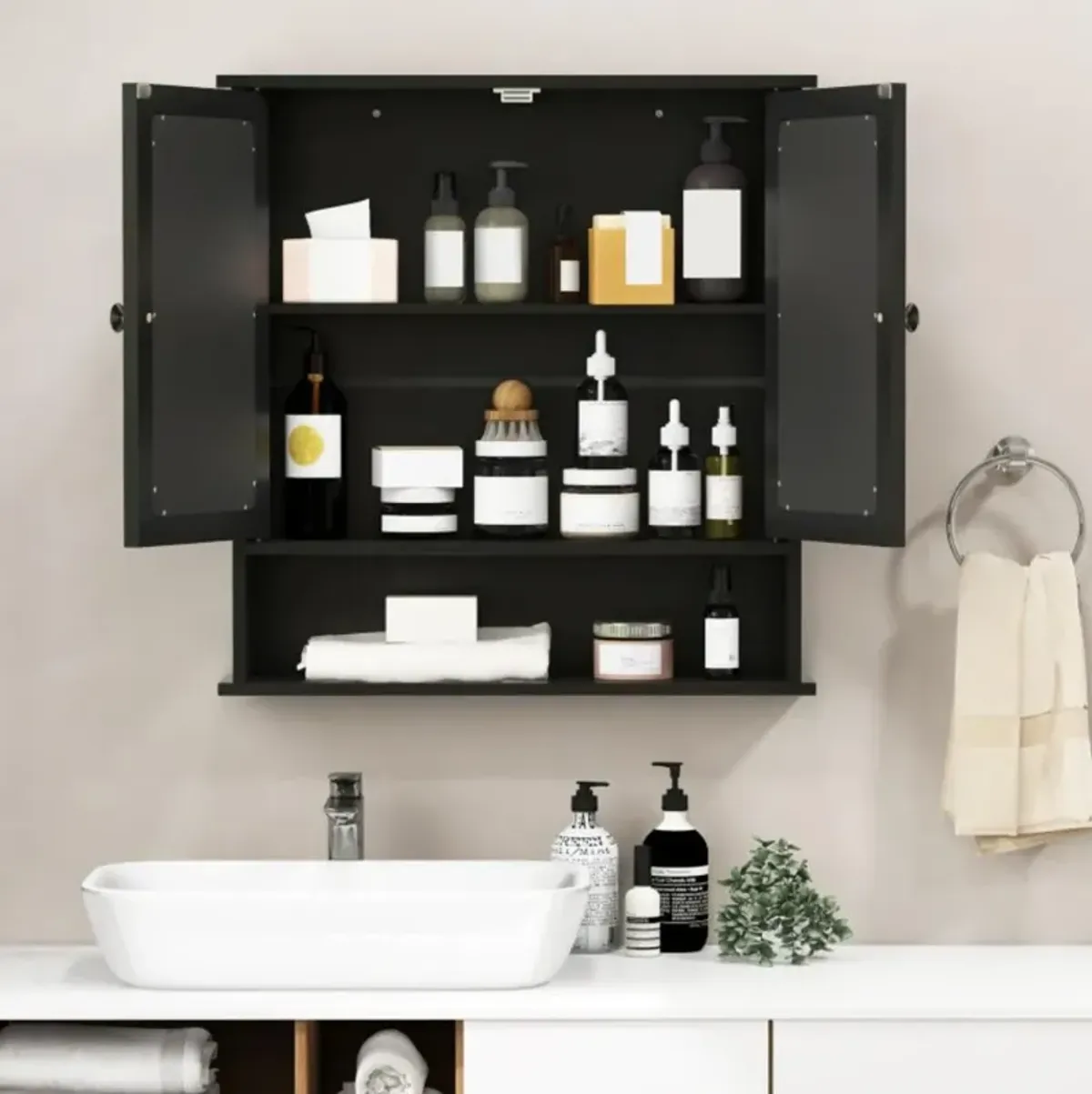 Bathroom Wall Mount Mirror Cabinet Organizer