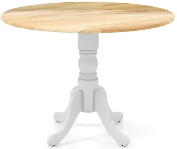 Hivvago Wooden Dining Table with Round Tabletop and Curved Trestle Legs