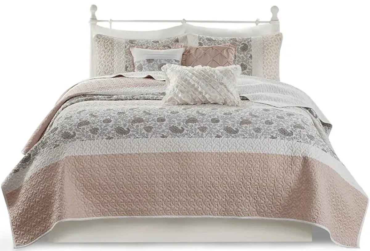 Gracie Mills Singleton Reversible Paisley Lace 6-Piece Cotton Percale Quilt Set