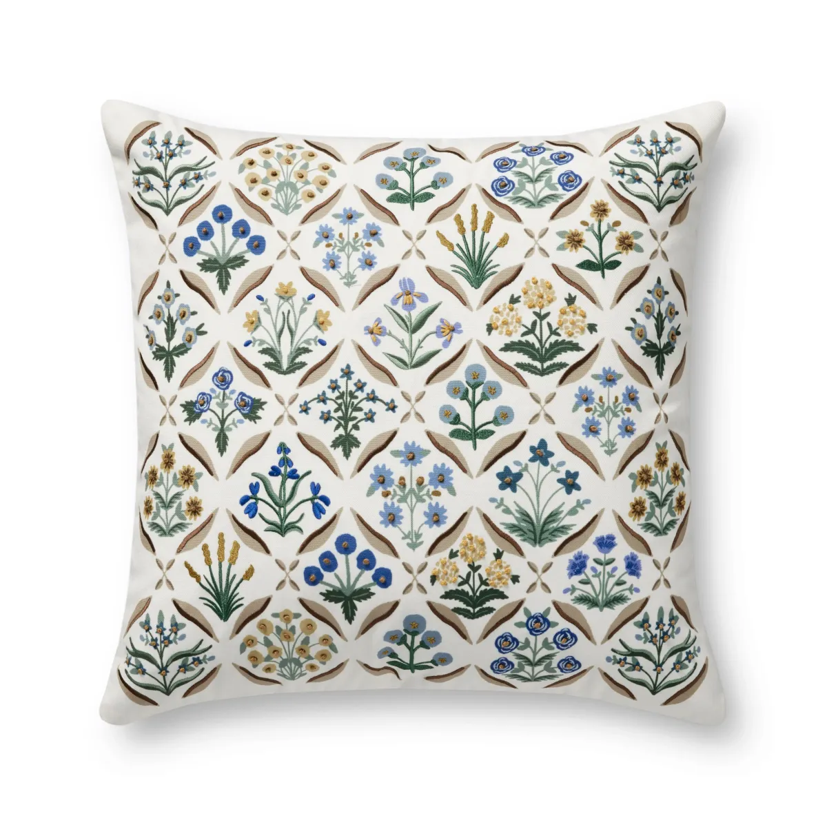 PRP0055 Estee White/Multi 22''x22'' Polyester Pillow by Rifle Paper Co. × Loloi