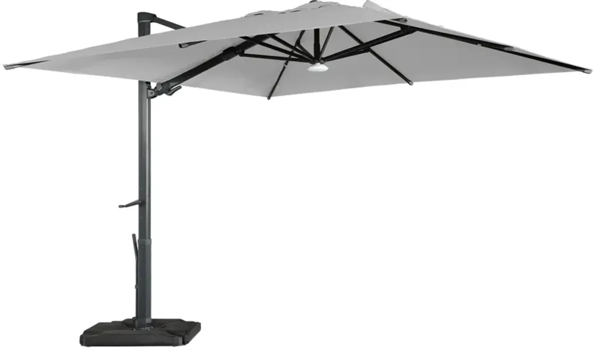 10 ft. 360° Rotation Square Cantilever Patio Umbrella with Base and BT in Gray