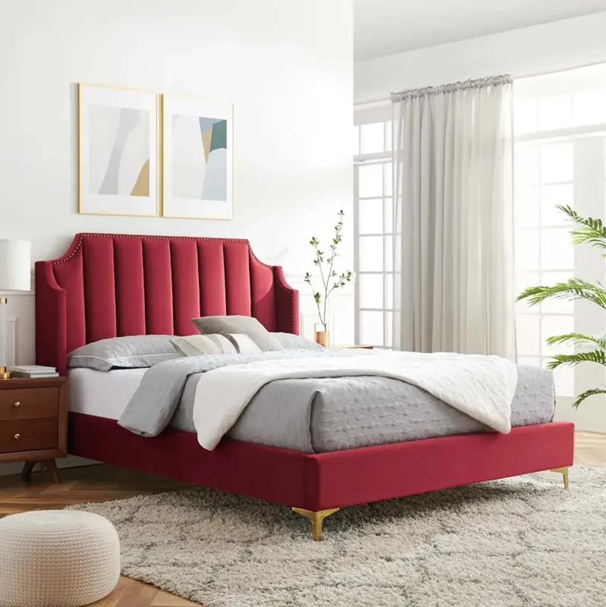 Modway - Daniella Performance Velvet Queen Platform Bed