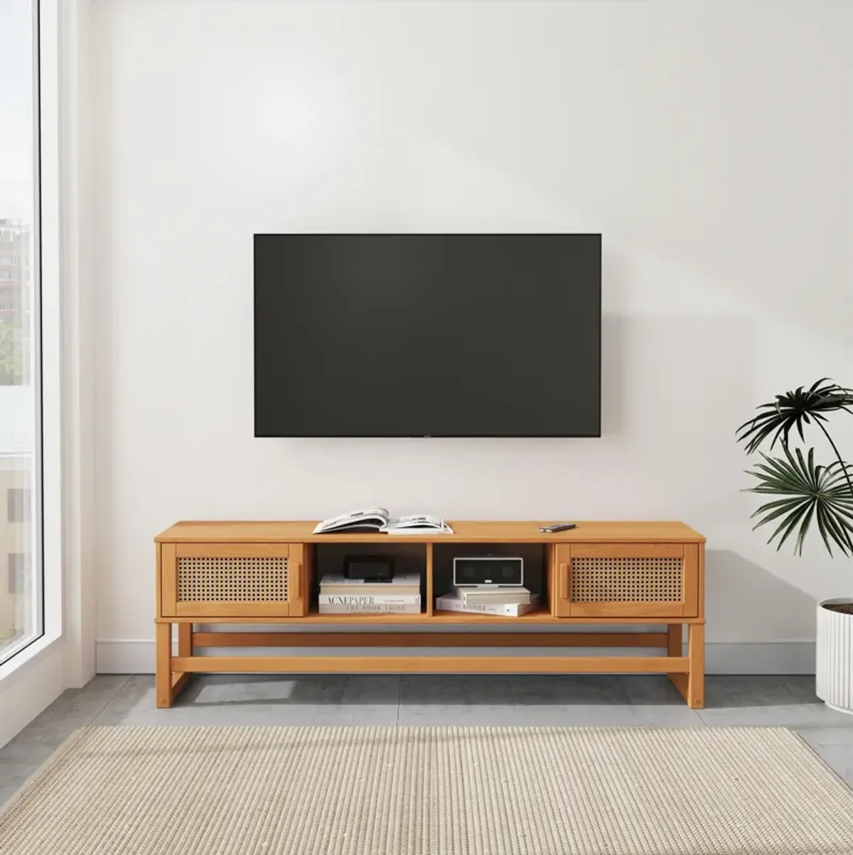 Leva Scandinavian 2 Door Rounded TV Stand