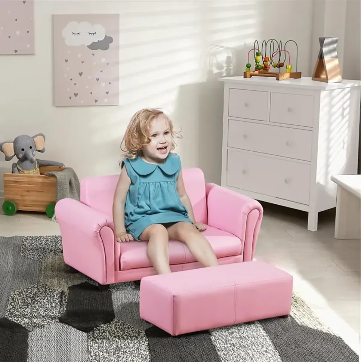 Kids Sofa Set with Footstool for Comfortable Seating and Playtime