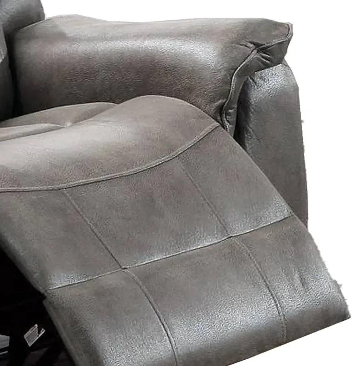 Fabric Manual Recliner Chair with Pillow Top Arms, Gray-Benzara