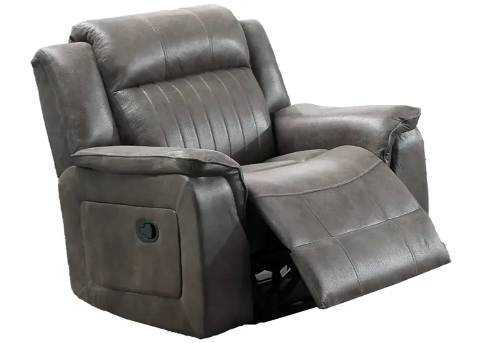 Fabric Manual Recliner Chair with Pillow Top Arms, Gray-Benzara