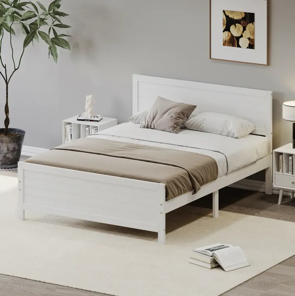 Merax Wood Platform Bed Frame with Headboard