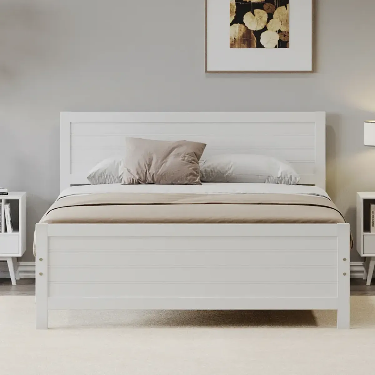 Merax Wood Platform Bed Frame with Headboard