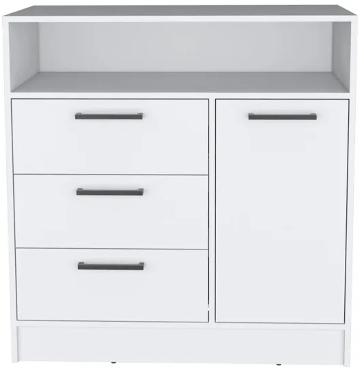 Omaha Dresser Multi-Storage Compact Unit with Spacious 3 Drawers and Cabinet-White