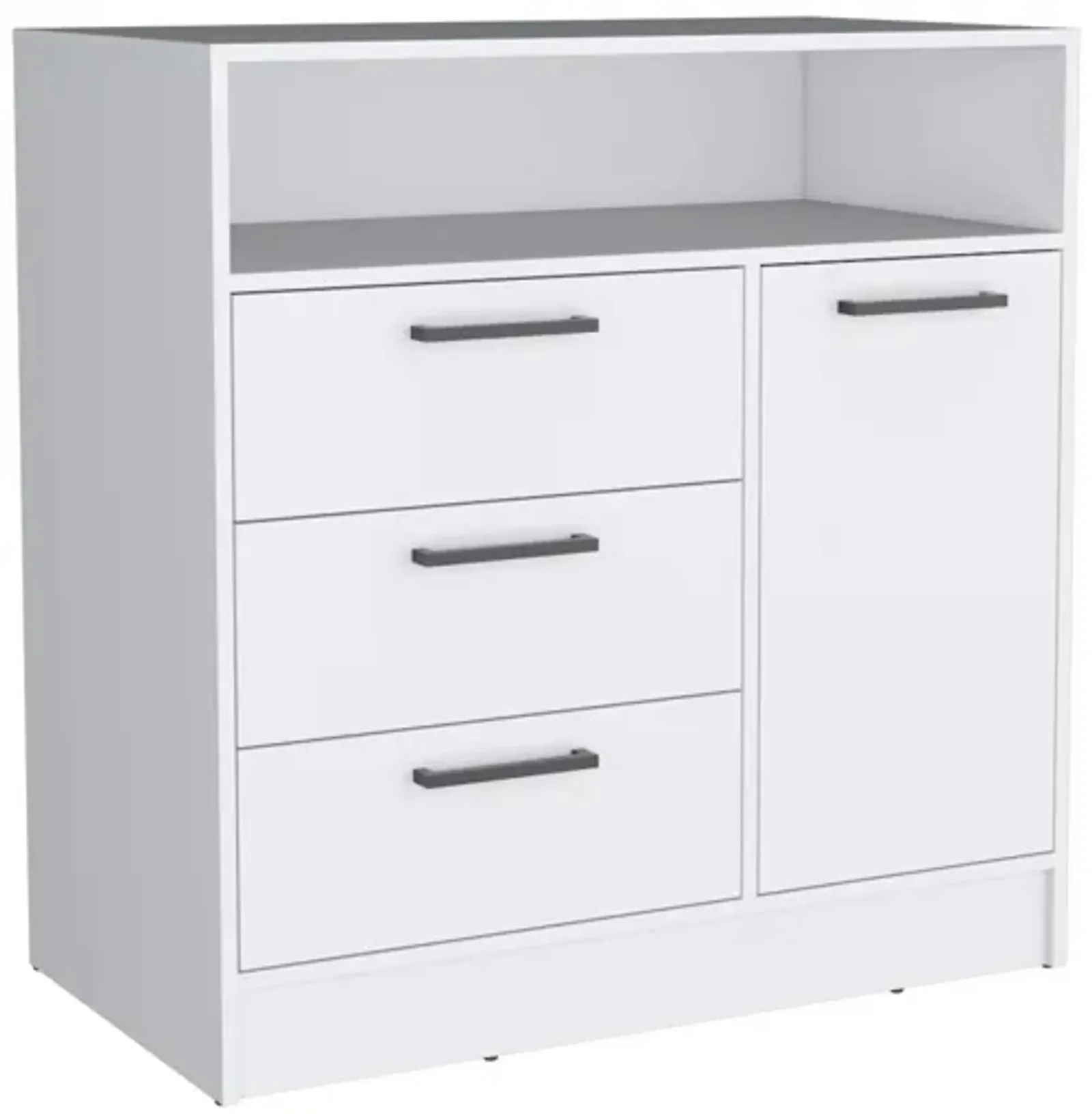 Omaha Dresser Multi-Storage Compact Unit with Spacious 3 Drawers and Cabinet-White