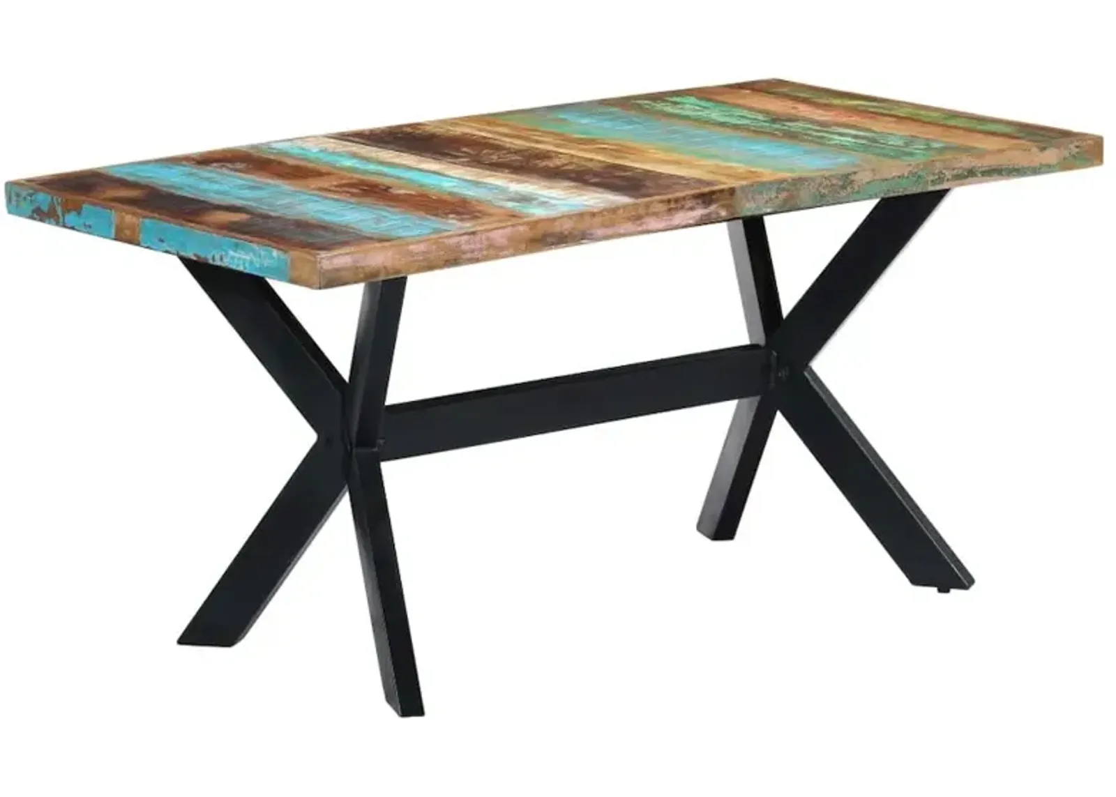 vidaXL Dining Table 63"x31.5"x29.5" Solid Reclaimed Wood, 247435