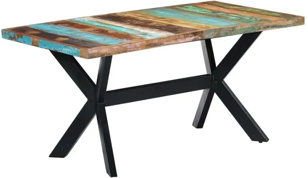 vidaXL Dining Table 63"x31.5"x29.5" Solid Reclaimed Wood, 247435