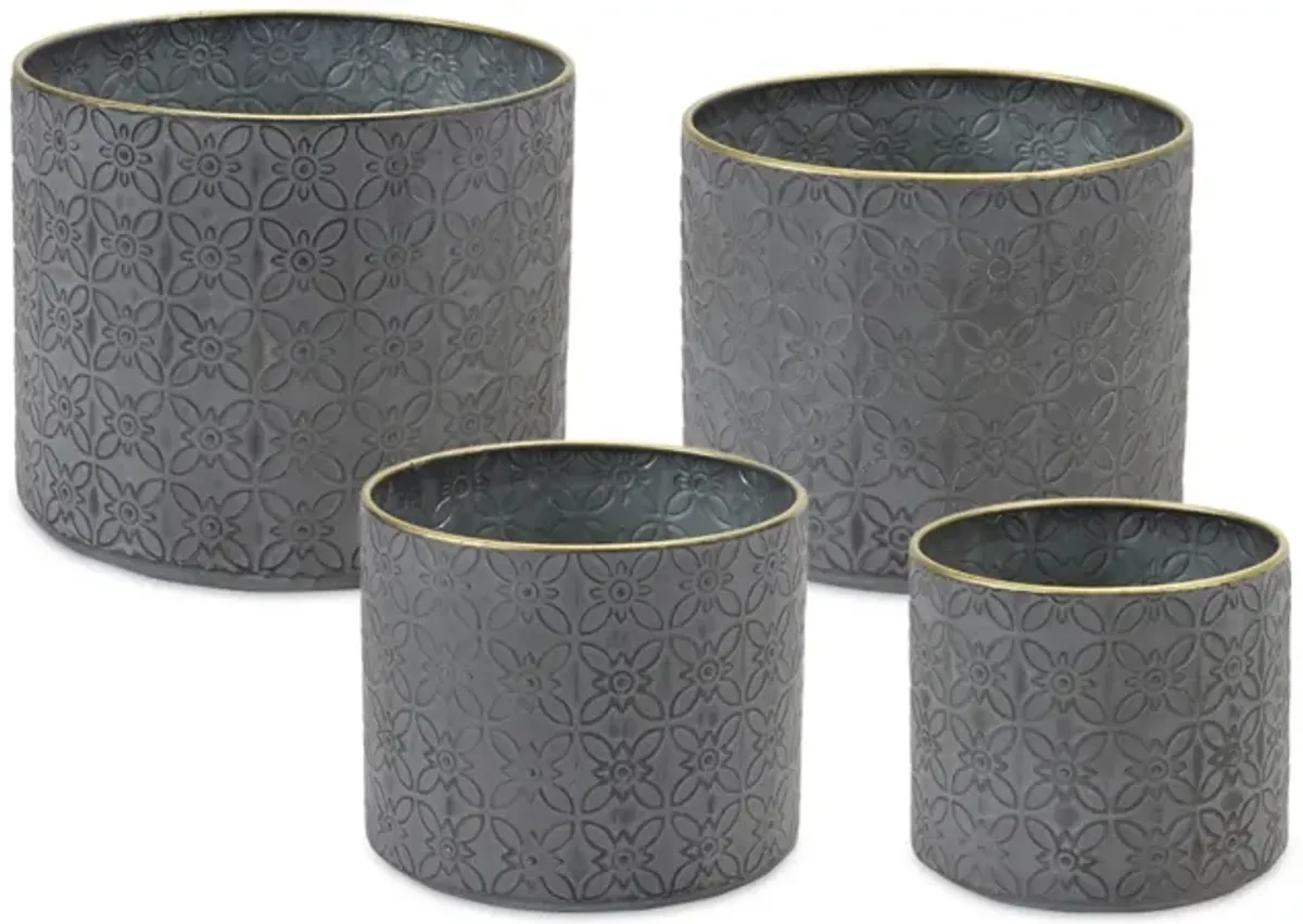 Ornate Geometric Metal Planter for Modern Plant Display and Home Décor (Set of 4)