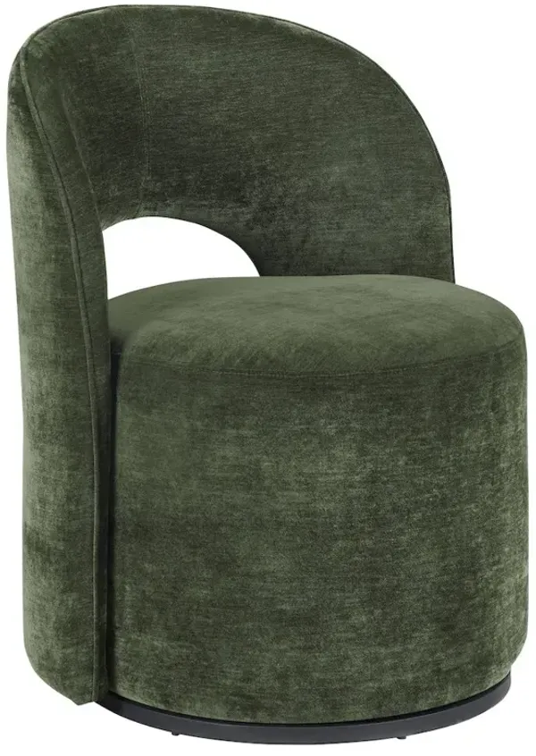 Harjo Velvet Upholstered Swivel Accent Chair Olive Green