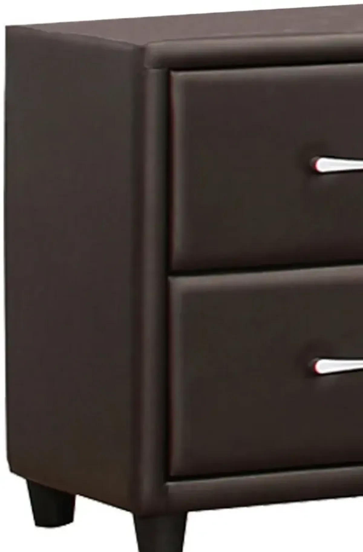 2 Drawer Nightstand In Wood And PVC, Black-Benzara