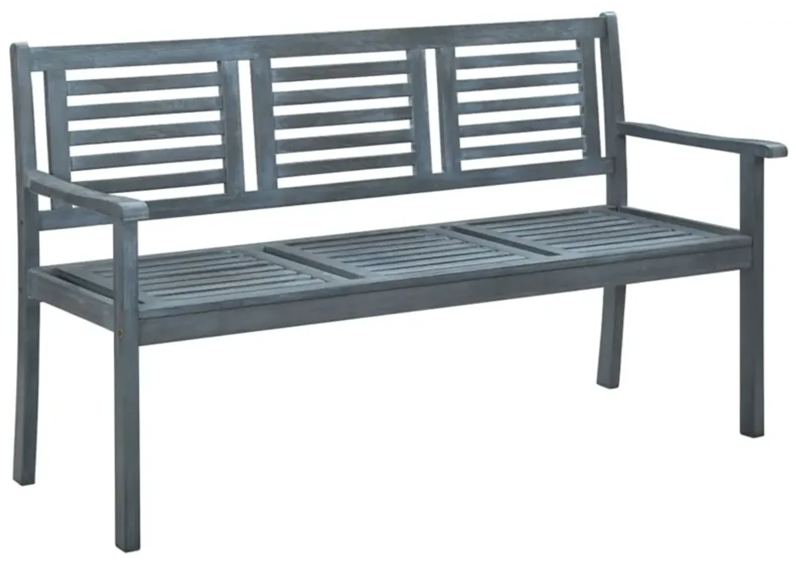 vidaXL Solid Eucalyptus Wood 3-Seater Patio Bench - Gray - Weather-Resistant Outdoor Furniture for Garden/Terrace - Ergonomic Design with Backrest - Easy Assembly, Maximum Load Capacity: 705.5 lb