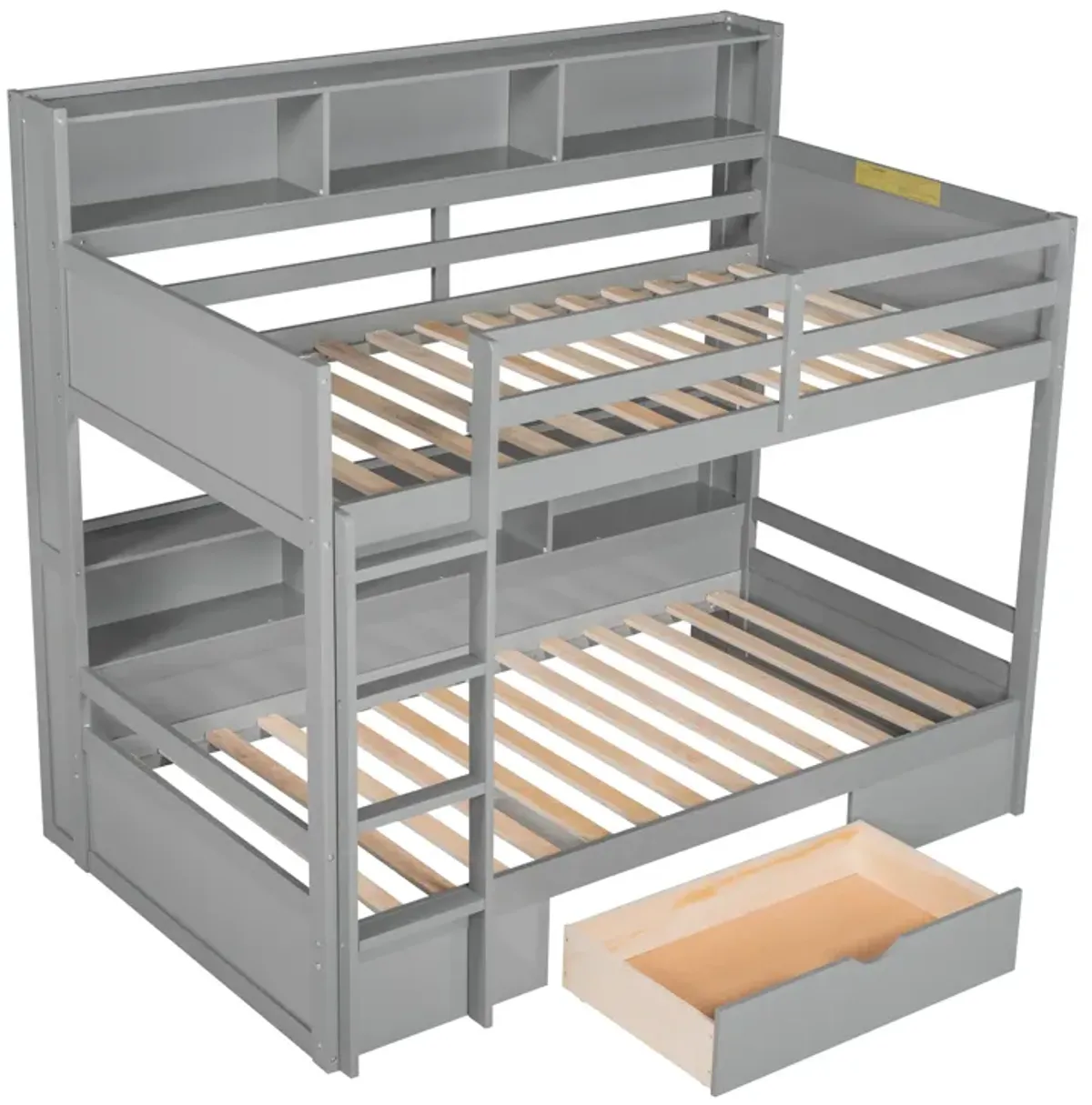 Merax Modern Bunk Bed with Built-in Shelves