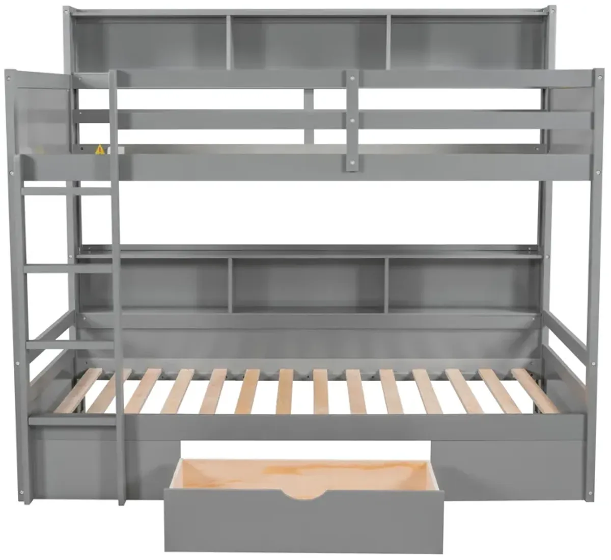 Merax Modern Bunk Bed with Built-in Shelves