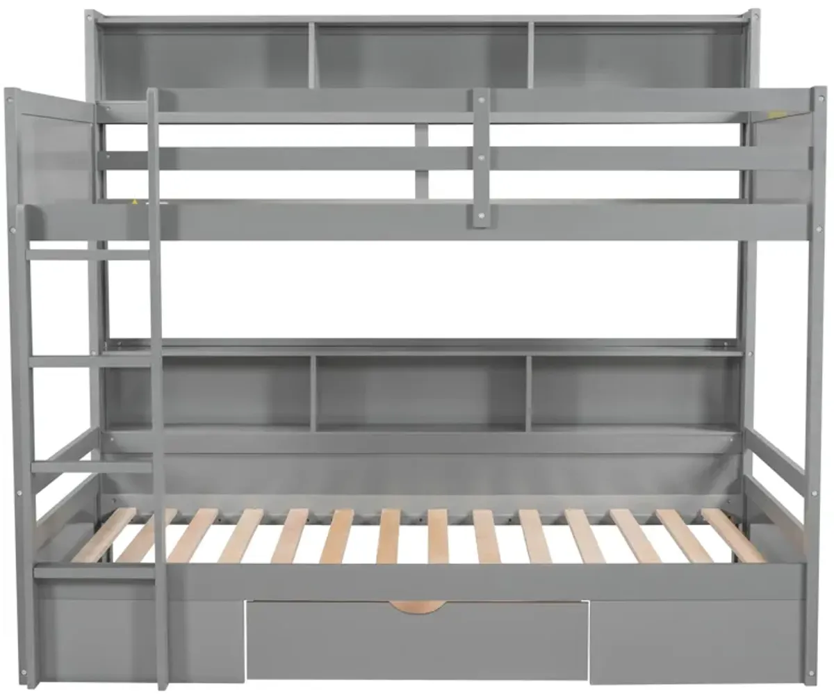 Merax Modern Bunk Bed with Built-in Shelves