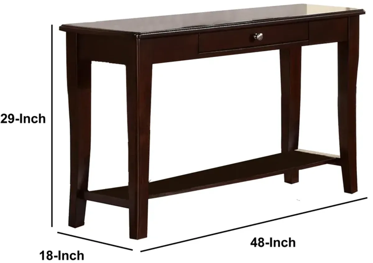 Wooden Console Table With One Drawers Brown-Benzara