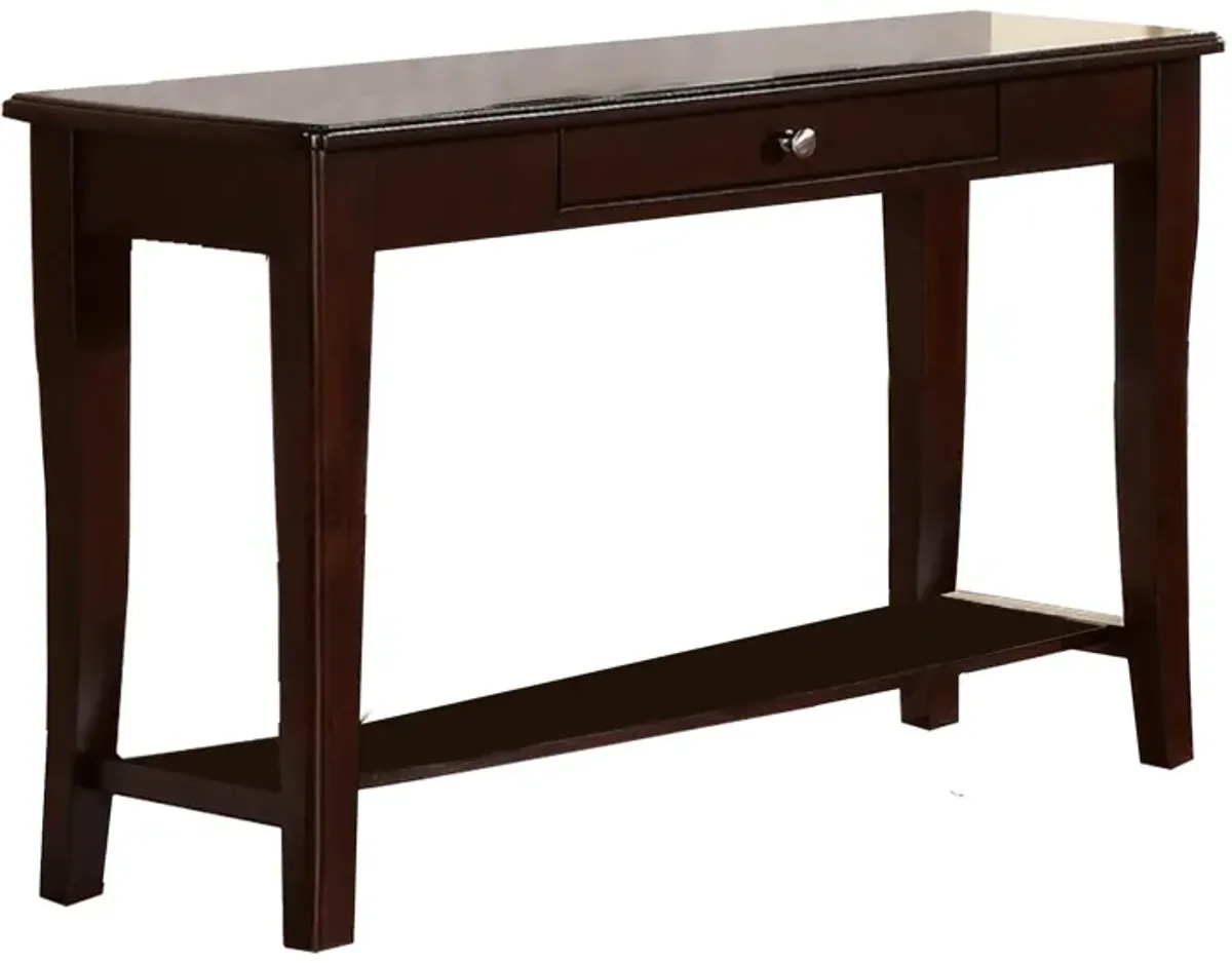 Wooden Console Table With One Drawers Brown-Benzara