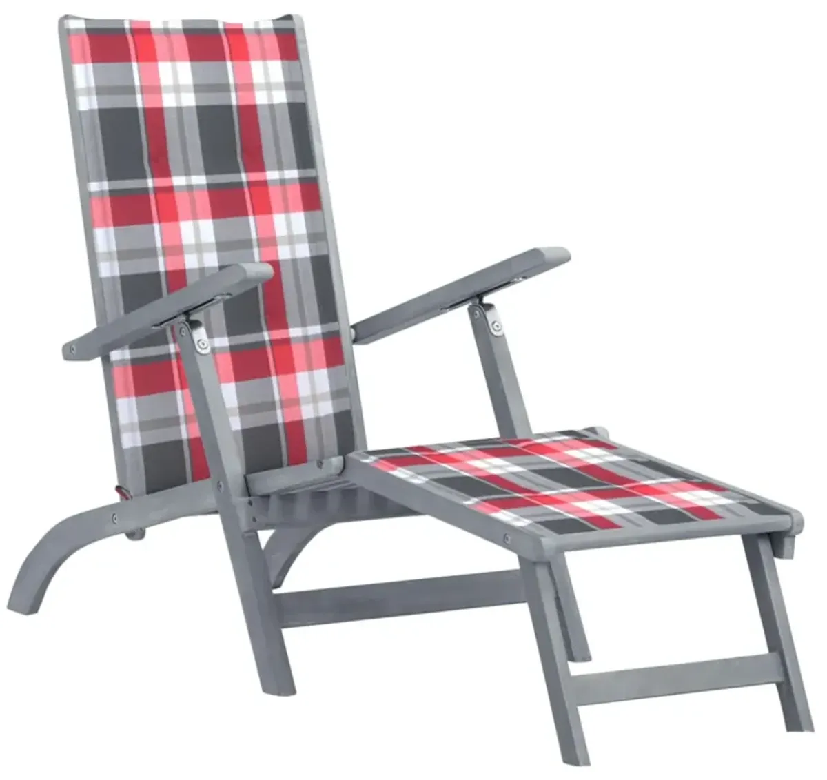 vidaXL Patio Deck Chair with Footrest and Cushion Solid Wood Acacia