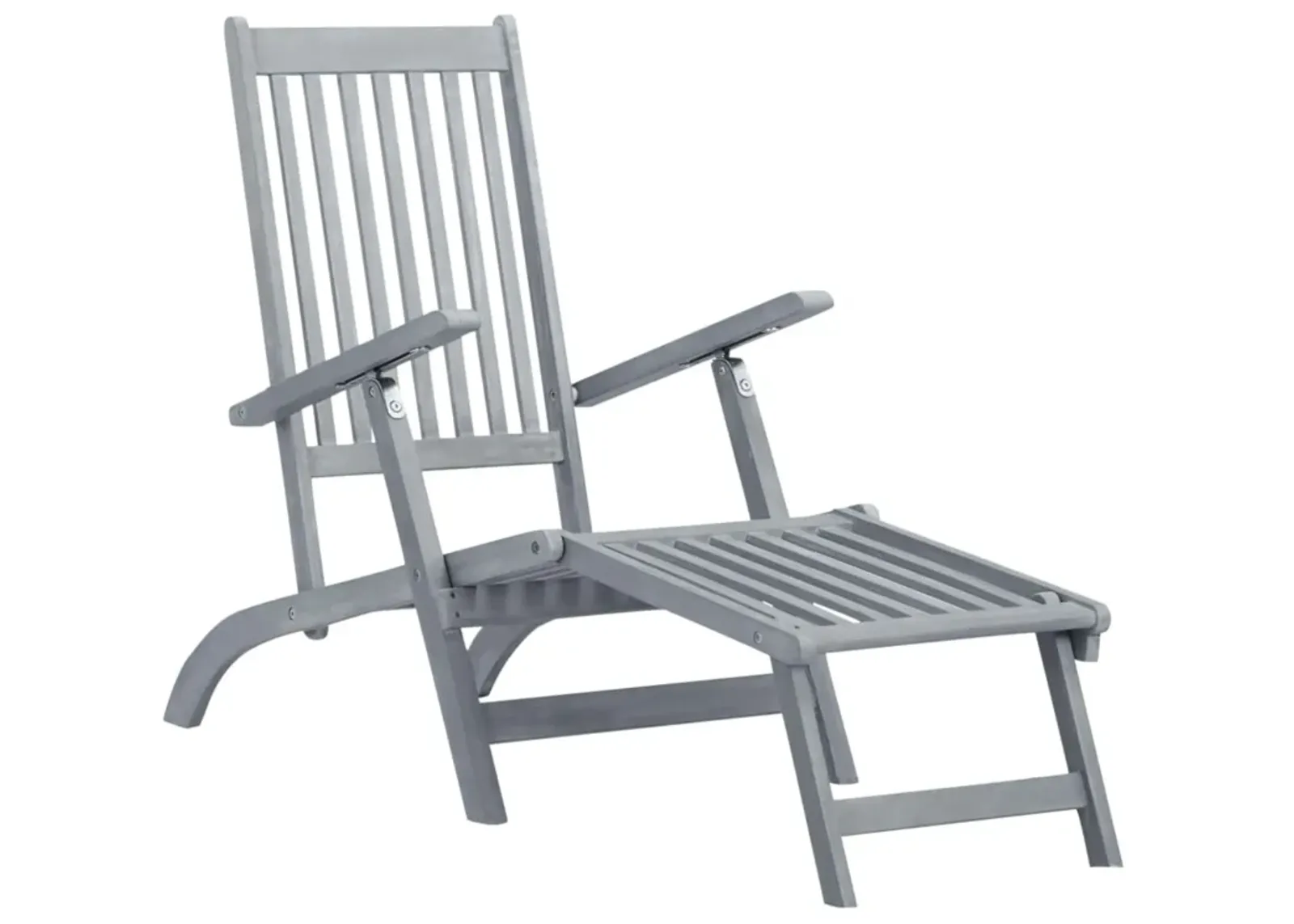 vidaXL Patio Deck Chair with Footrest and Cushion Solid Wood Acacia