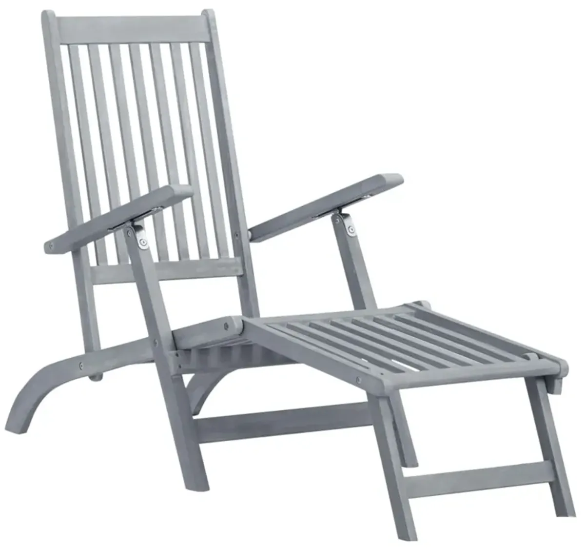 vidaXL Patio Deck Chair with Footrest and Cushion Solid Wood Acacia