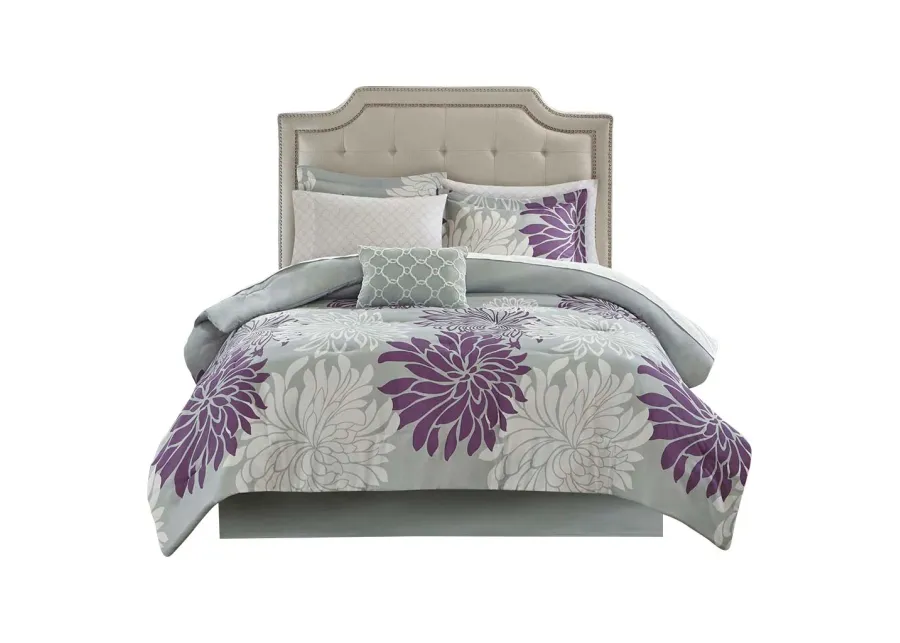 Gracie Mills Willie 9-Piece Floral Comforter Set with Cotton Sheets