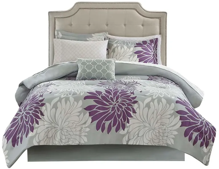 Gracie Mills Willie 9-Piece Floral Comforter Set with Cotton Sheets