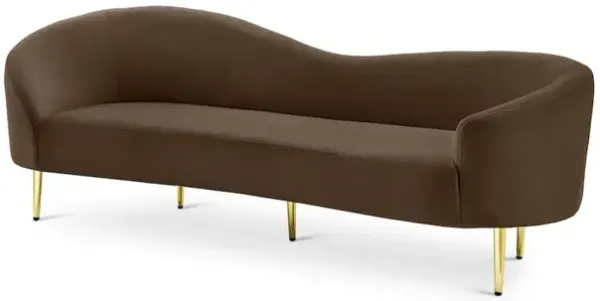 Meridian Furniture Ritz Brown Velvet Sofa