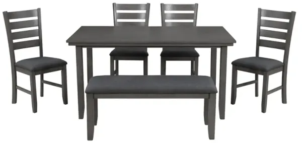Merax Dining Room Table and Chairs with Bench, Set of 6