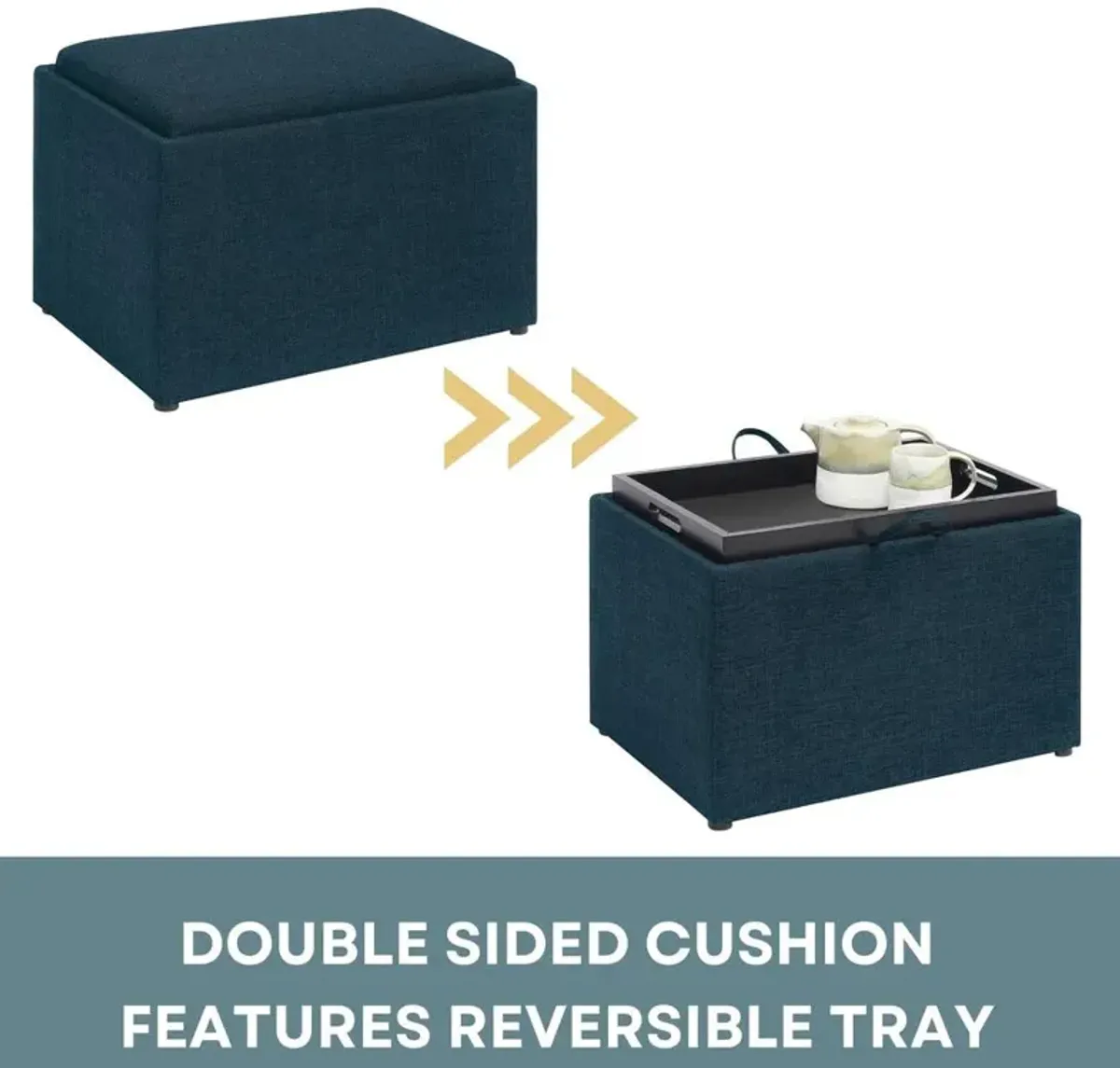 Convience Concept, Inc. Designs4Comfort Accent Storage Ottoman with Reversible Tray