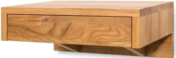 Solid Oak Floating Hardwood Nightstand with a Drawer - Bedside Table for Bedroom