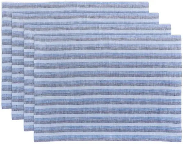 Solino Home 100% Pure Linen Placemats 14 x 19 Inch Set of 4 - Bistro