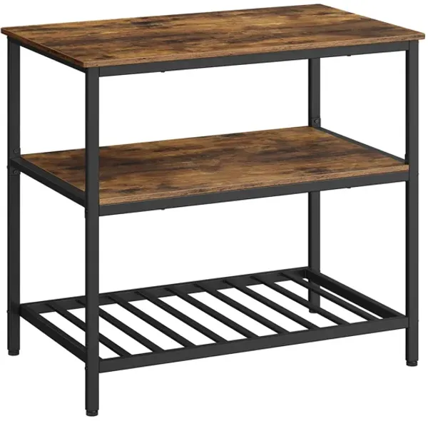 Kitchen Island with 3 Shelves & Large Worktop