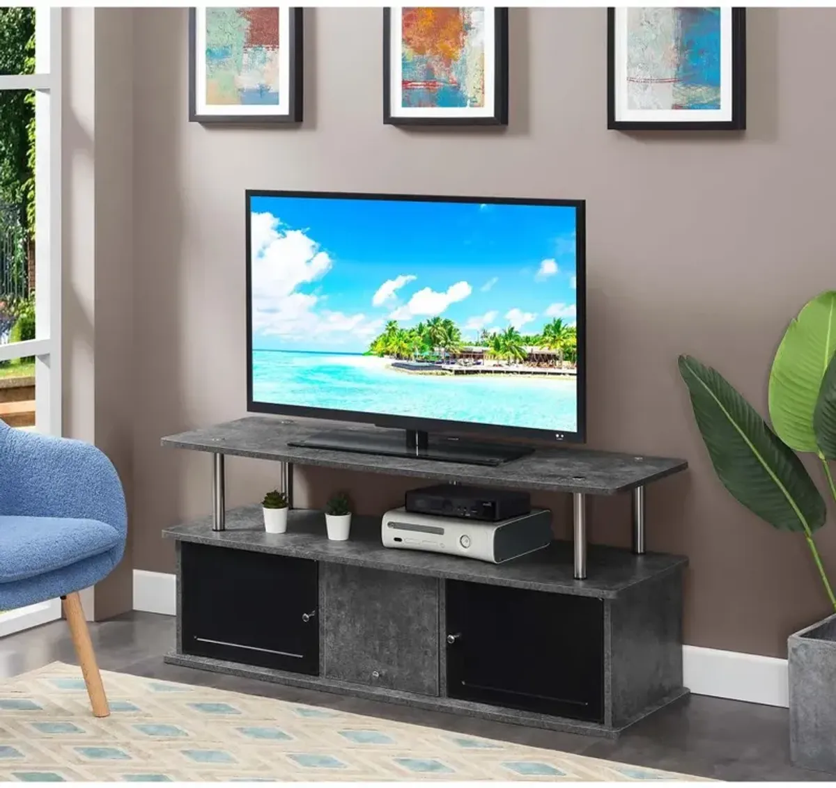 Convience Concept, Inc. TV Stand with 3 Storage Cabinets and Shelf for TVs up to 55 inches