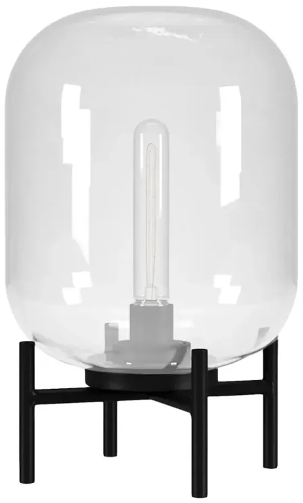 Hivvago 15" Black Metal Table Lamp With Clear Cylinder Shade