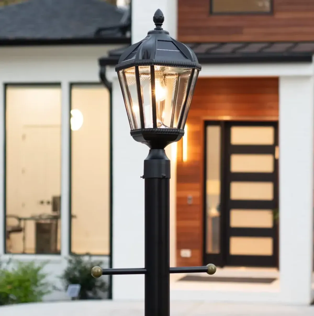 Gama Sonic Royal Bulb Solar Outdoor Post Light GS-98B-F-BLK - Black Finish