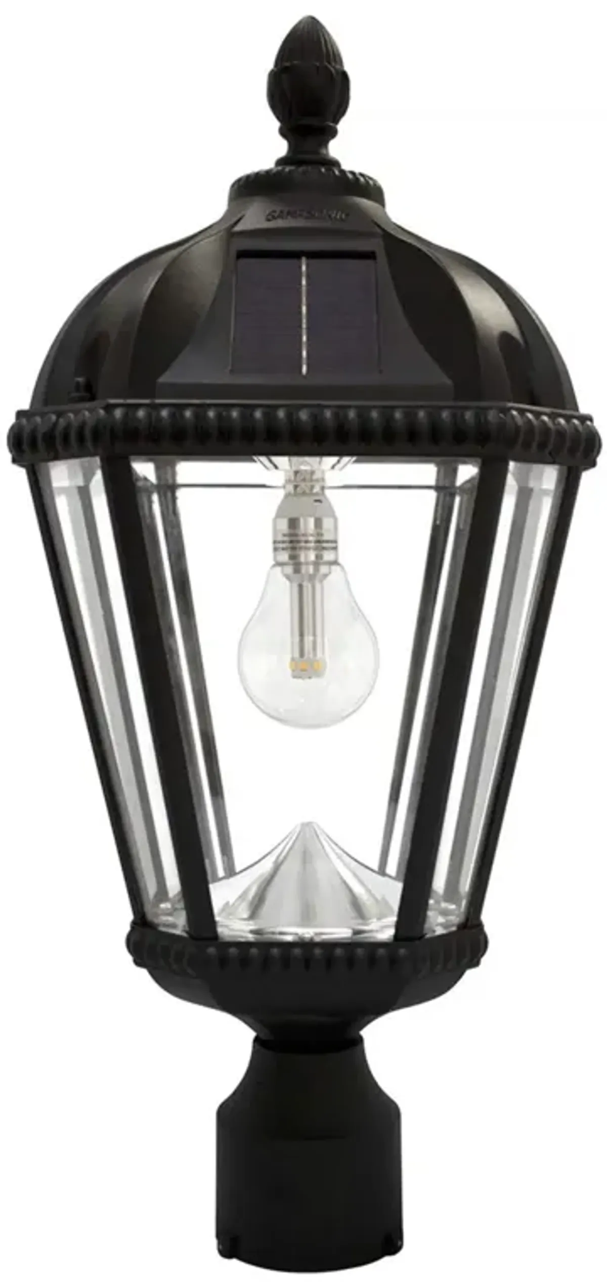 Gama Sonic Royal Bulb Solar Outdoor Post Light GS-98B-F-BLK - Black Finish