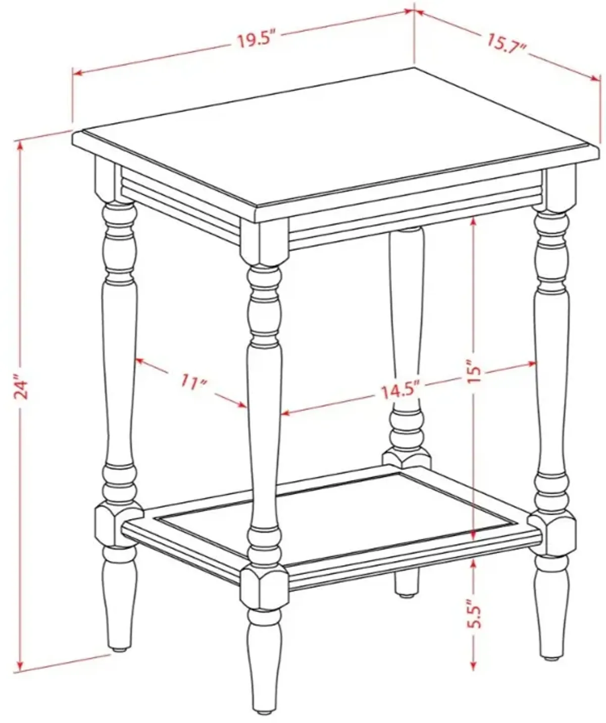 East West Furniture Modern End Table with Open Storage Shelf - Wood Nightstand for Small Spaces, Stable and Sturdy Constructed - Burgundy Finish