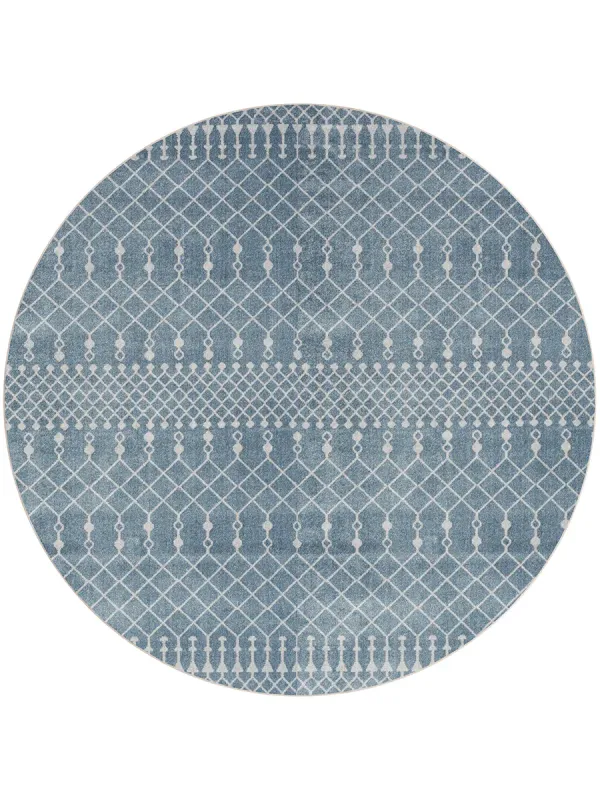 Astra Machine Washable ASW10 Blue 4' Round Rug