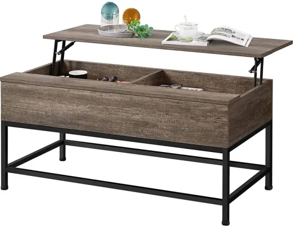 Hivvago Modern Metal Wood Lift-Top Coffee Table Sofa Laptop Desk