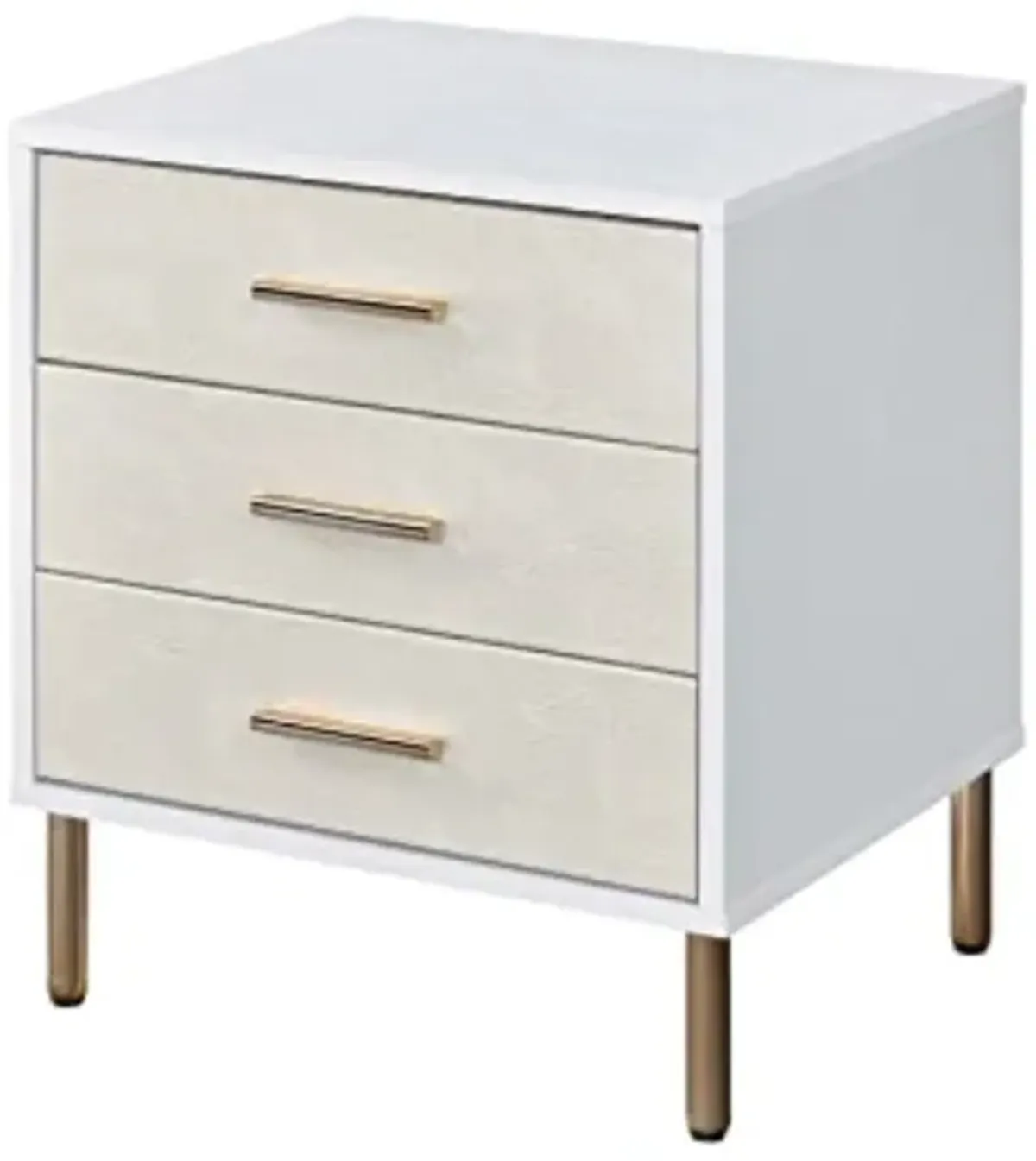 AC00843 - Nightstand, White, Champagne & Gold Finish - Myles