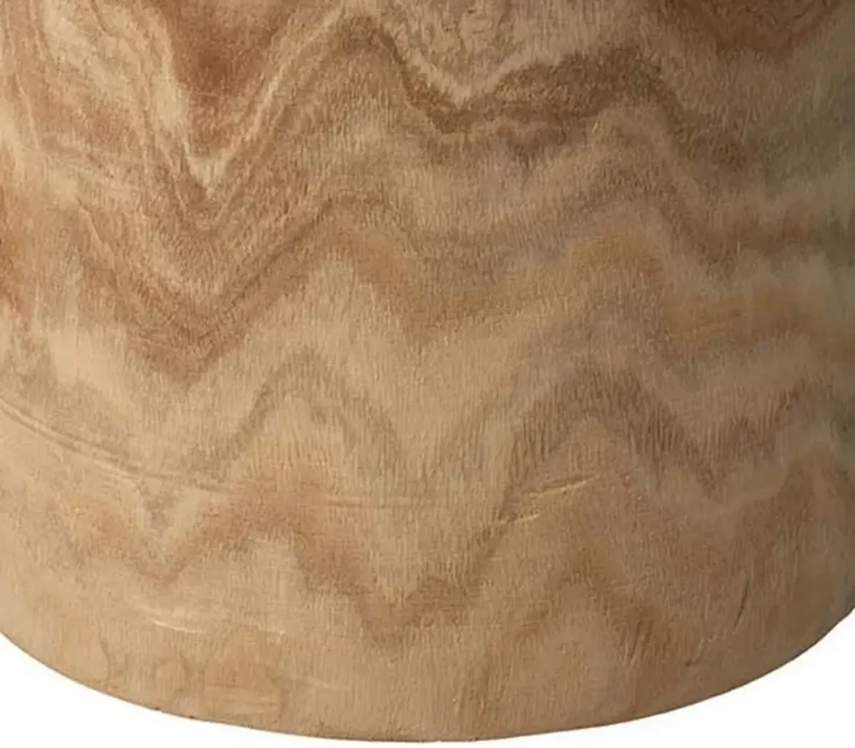 18 Inch Modern Side End Table, Round Surface, Paulownia Wood, Natural-Benzara